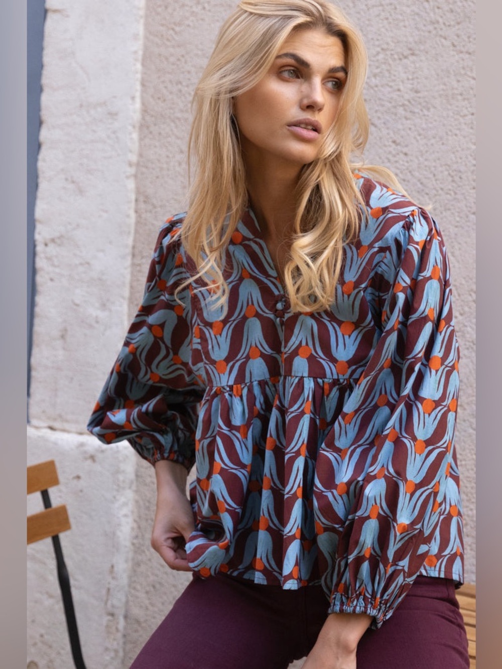 Oliphant Tulip Orange Mandarin Balloon Top 100% Cotton